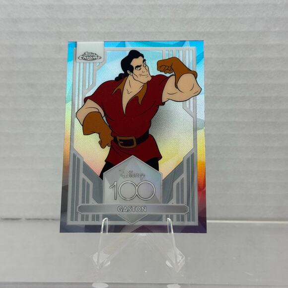 Disney Topps Chrome 2023 Disney 100 Gaston Beauty and the Beast Refractor - Picture 2 of 5
